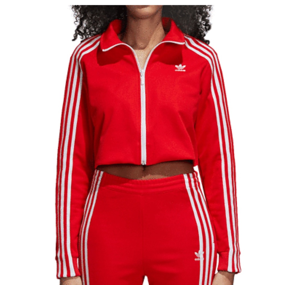 Adidas Red Cropped Jacket